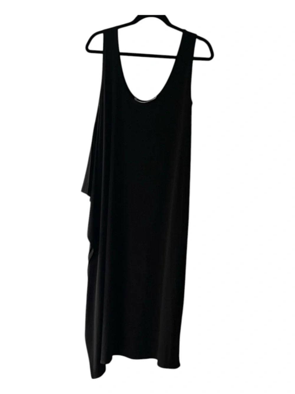 RACHEL Rachel Roy Black Sleeveless Asymmetrical Midi Dress Draped Side 0X EUC